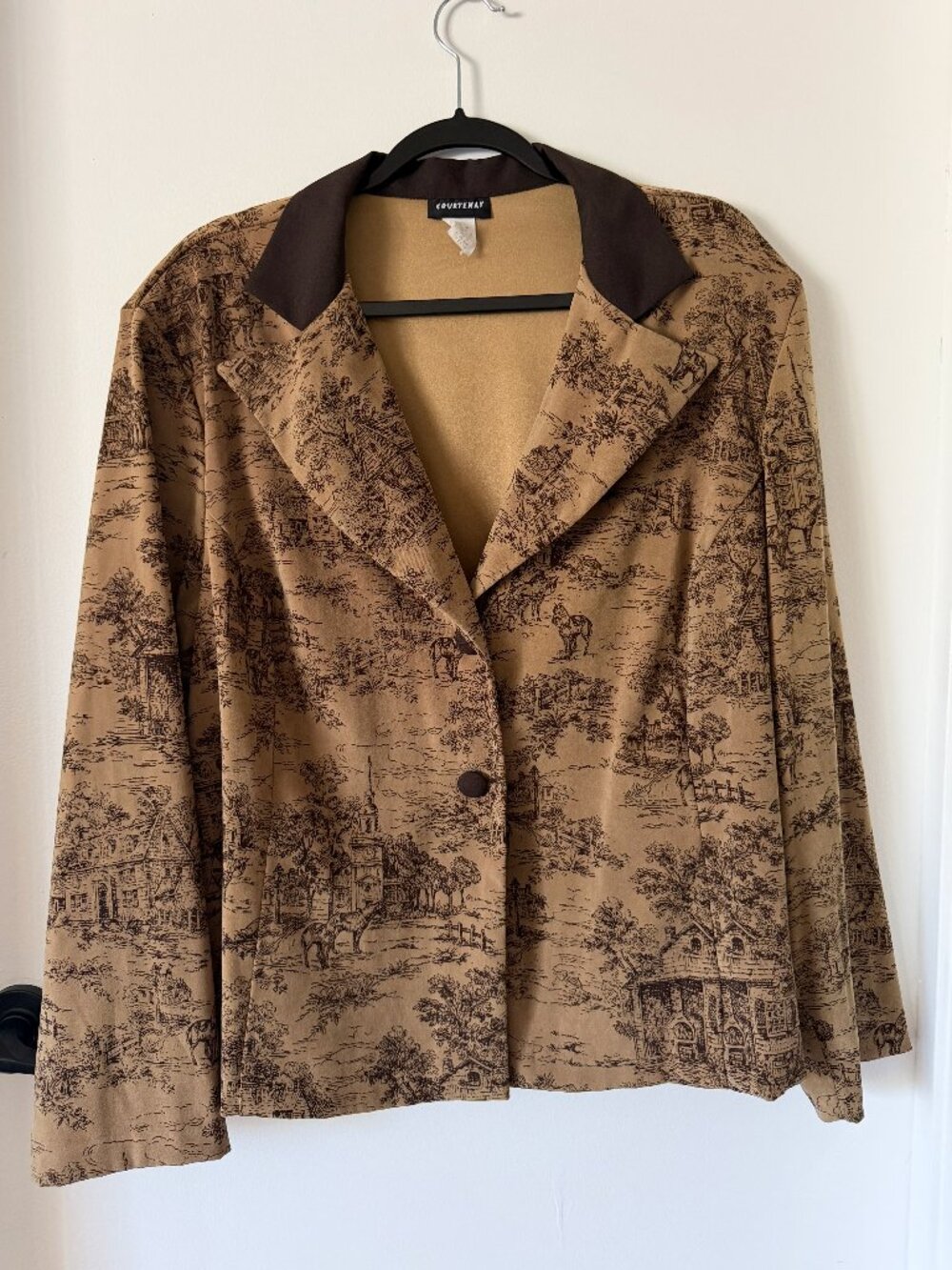 Vintage Courtenay Toile Print Blazer Jacket Brown Cottagecore L